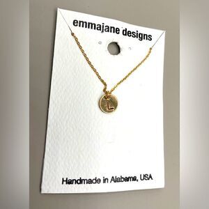 “L” NEW Monogram Initial Letter Gold Tone Necklace & Charm NWT